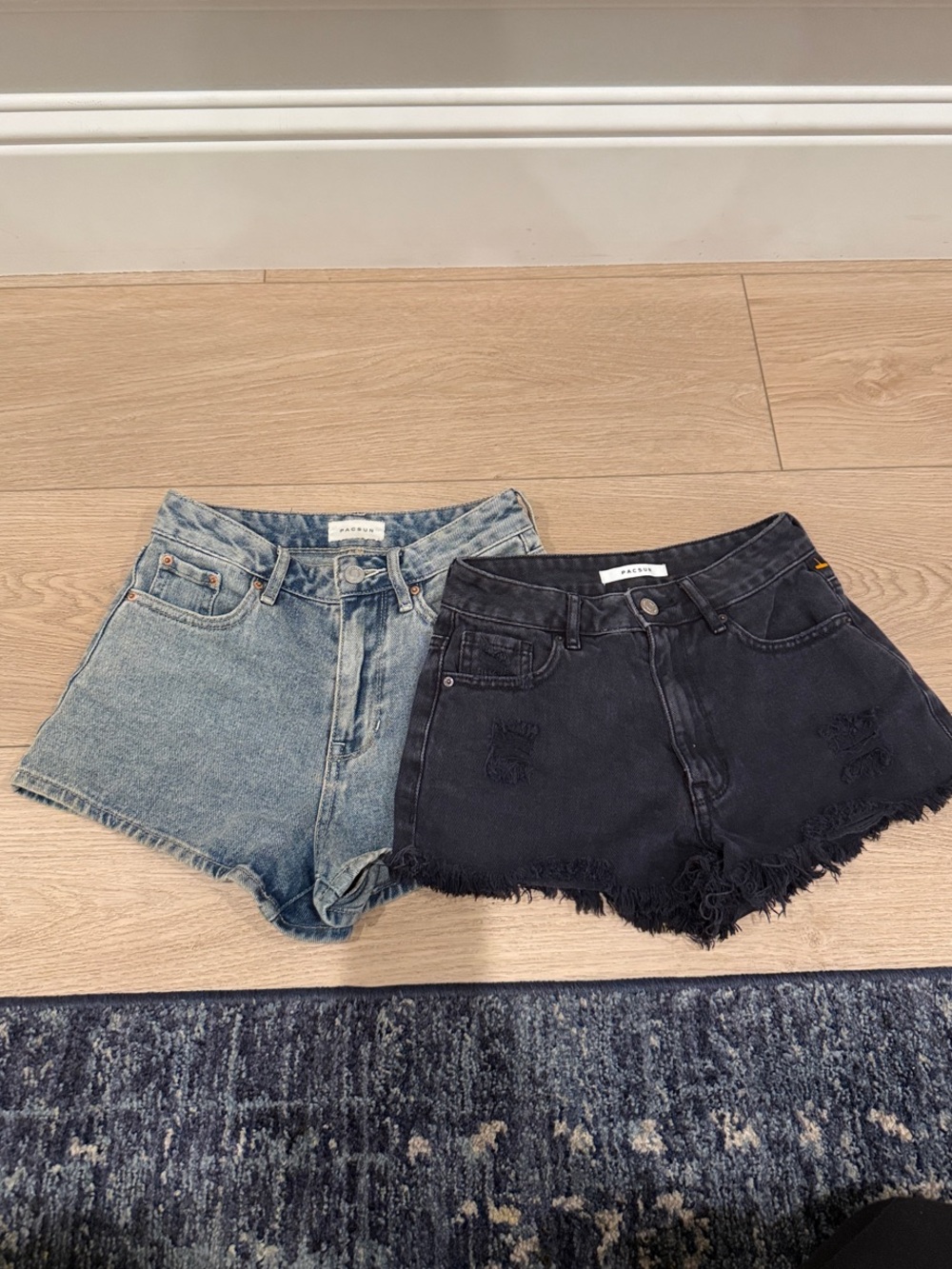 PacSun Denim Short Set in Light Blue & Black